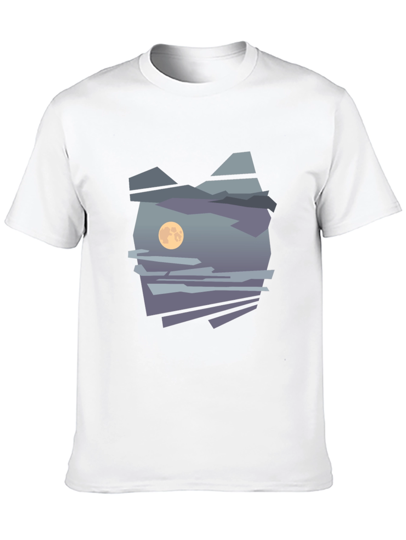 Abstract Moon & Mountain Graphic Tee - Black