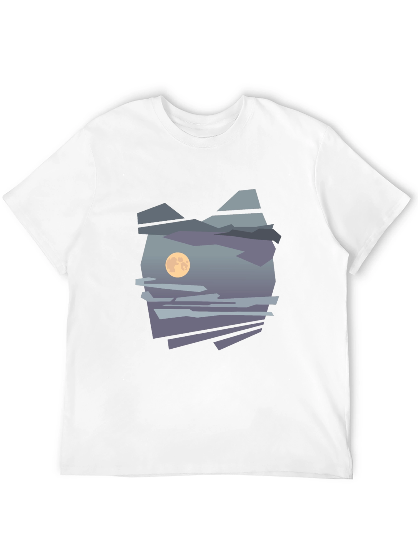 Abstract Moon & Mountain Graphic Tee - Black