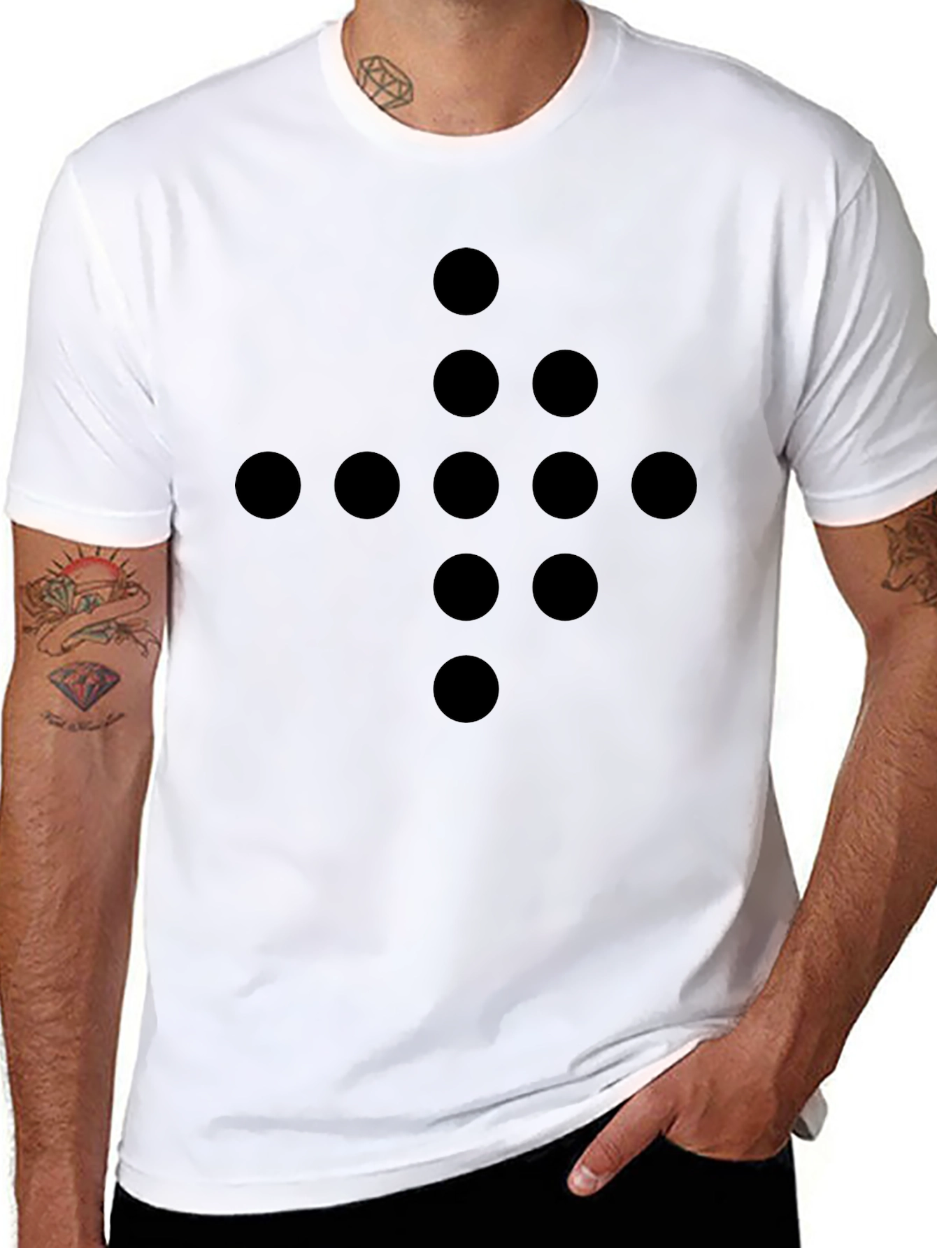 Mens Black Dot Cross Graphic Tee - Casual Style
