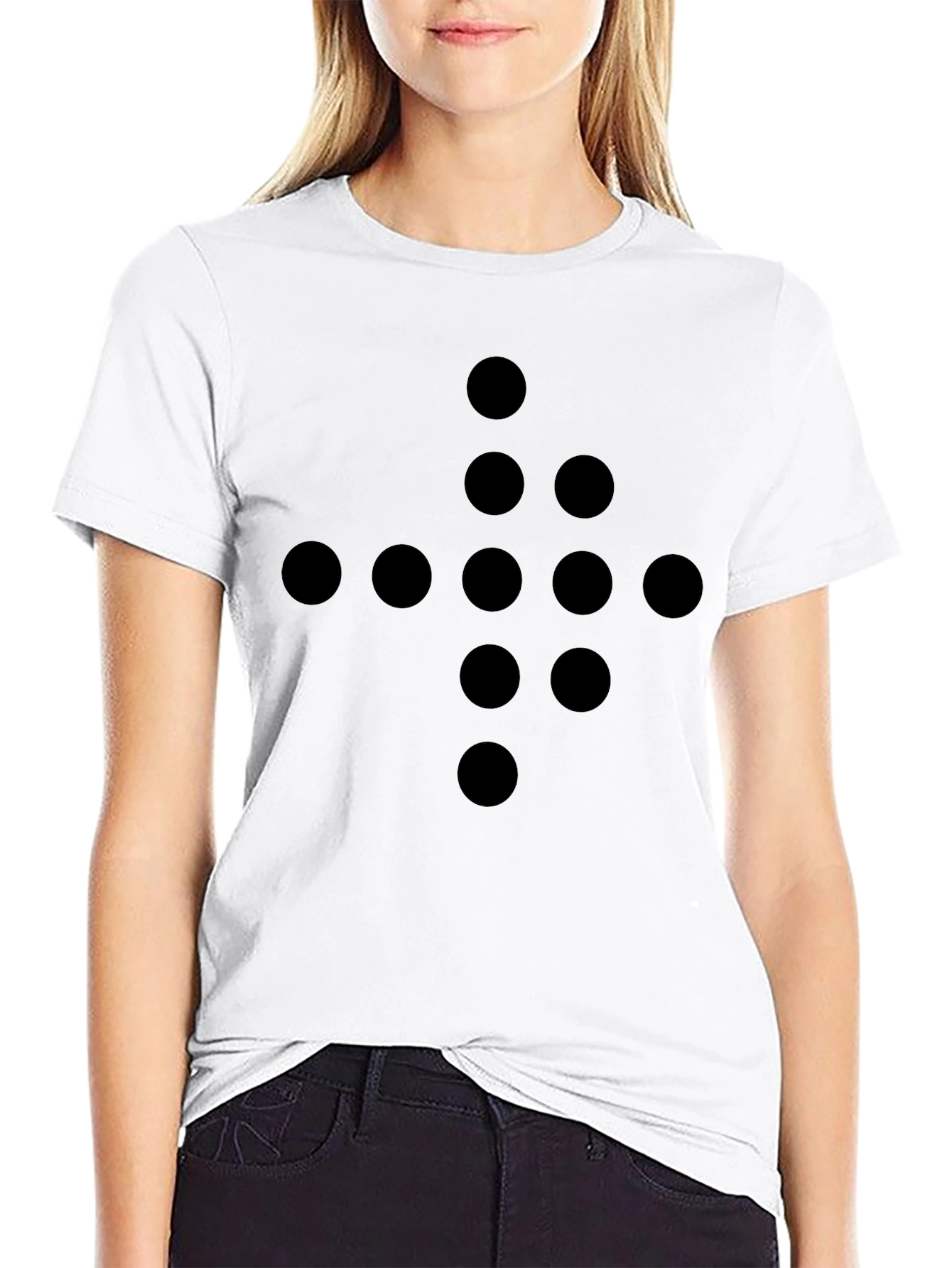 Mens Black Dot Cross Graphic Tee - Casual Style