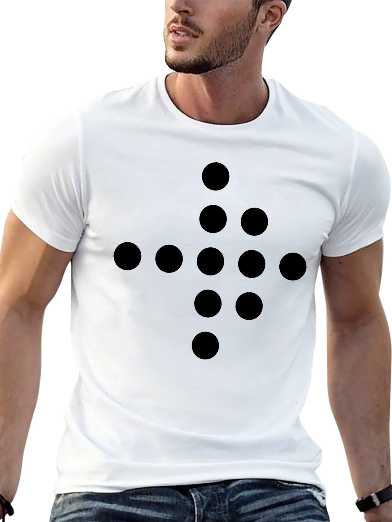 Mens Black Dot Cross Graphic Tee - Casual Style