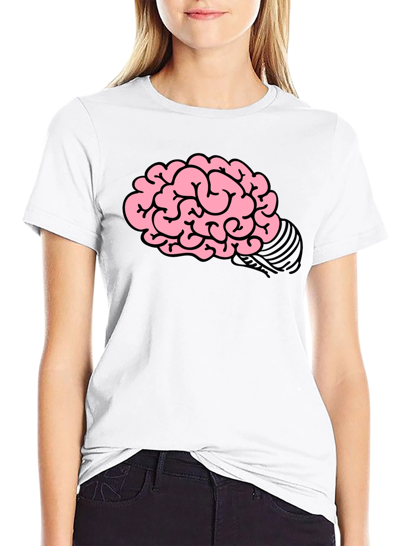 Brain Graphic Print Mens Black T-Shirt