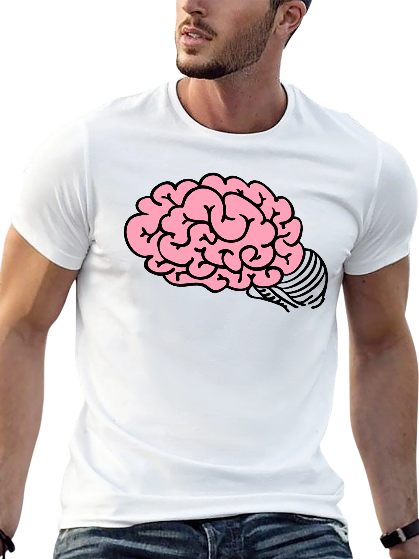 Brain Graphic Print Mens Black T-Shirt