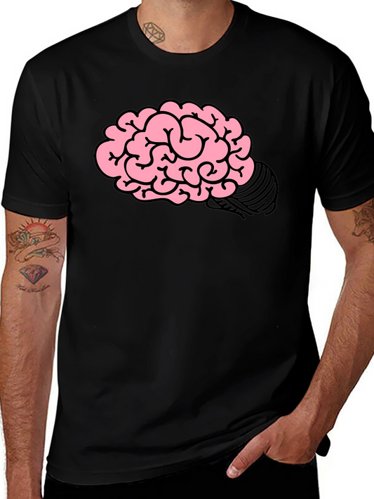 Brain Graphic Print Mens Black T-Shirt