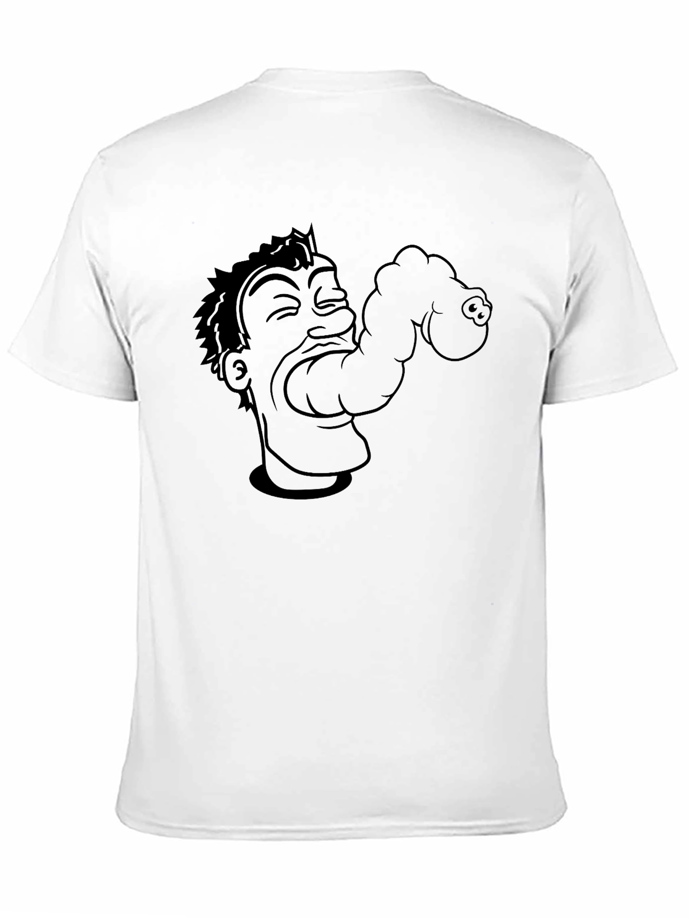 Mens Black Graphic Tee - Eating Cartoon
