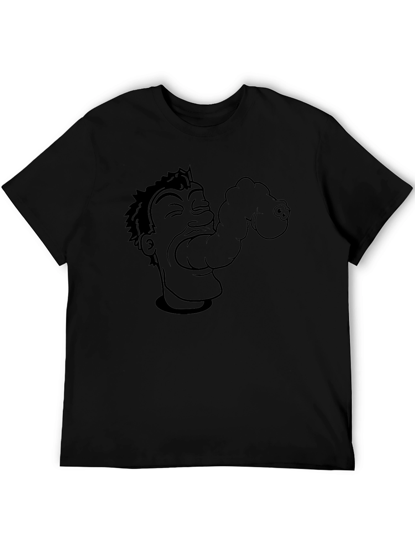Mens Black Graphic Tee - Eating Cartoon