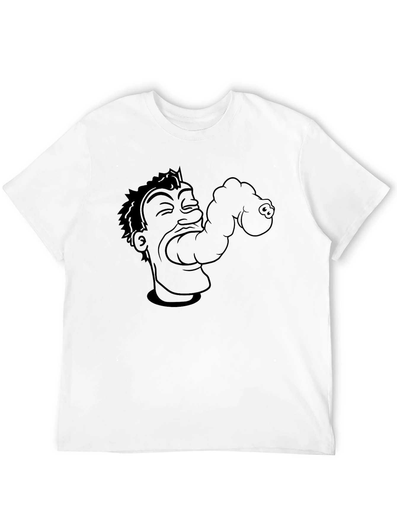 Mens Black Graphic Tee - Eating Cartoon