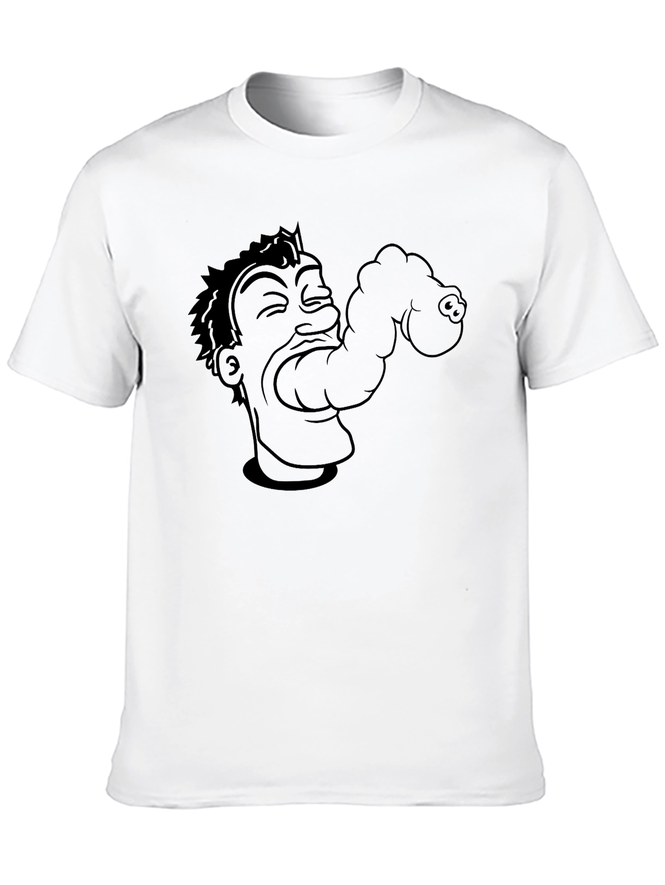 Mens Black Graphic Tee - Eating Cartoon