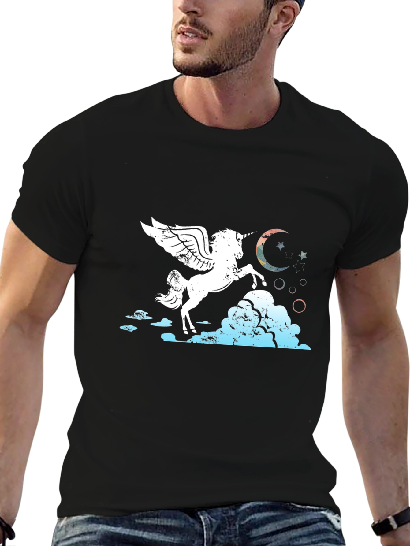 Unicorn Pegasus Graphic Tee - Black
