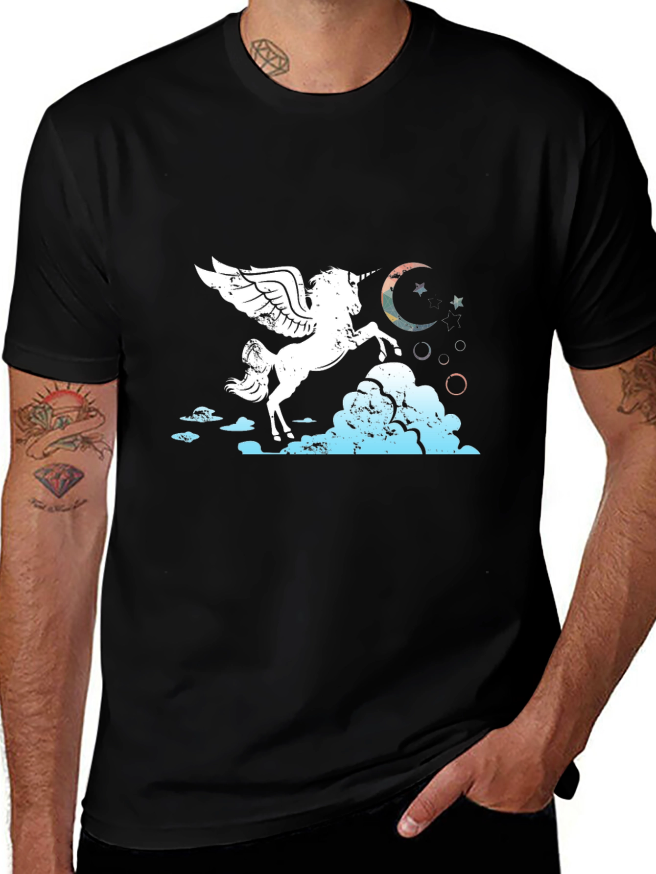 Unicorn Pegasus Graphic Tee - Black