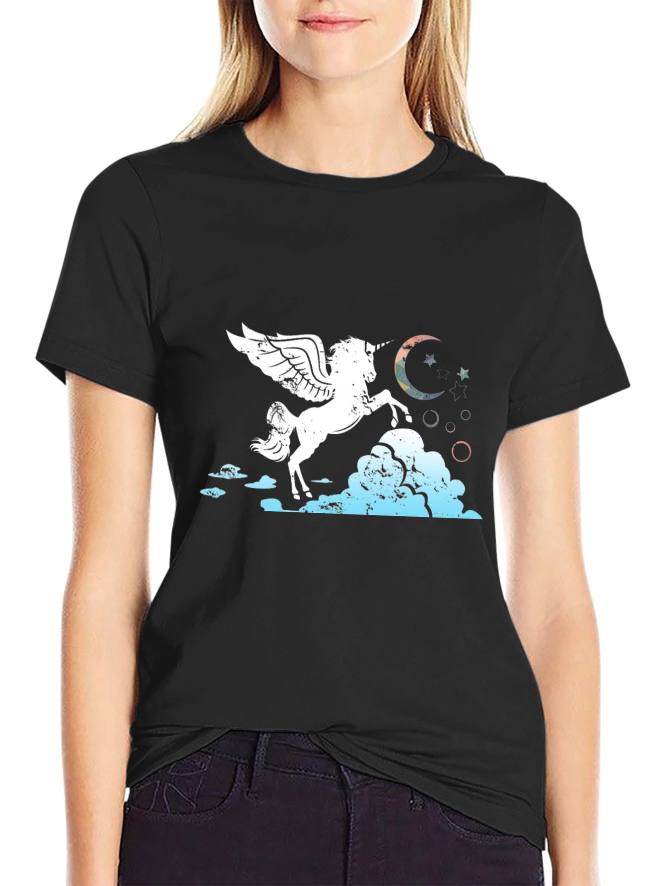 Unicorn Pegasus Graphic Tee - Black