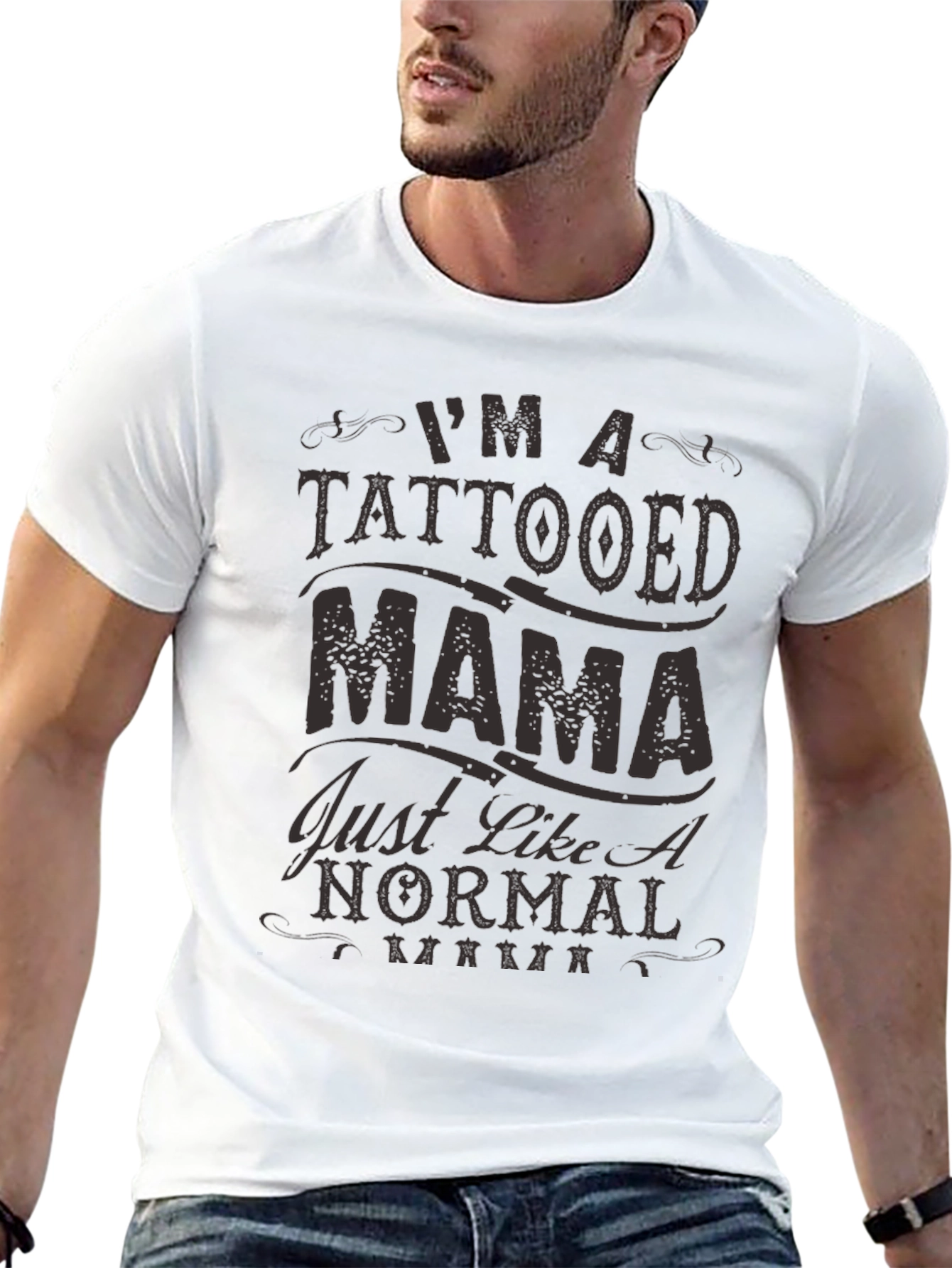 Tattooed Mama Graphic Print Black T-Shirt