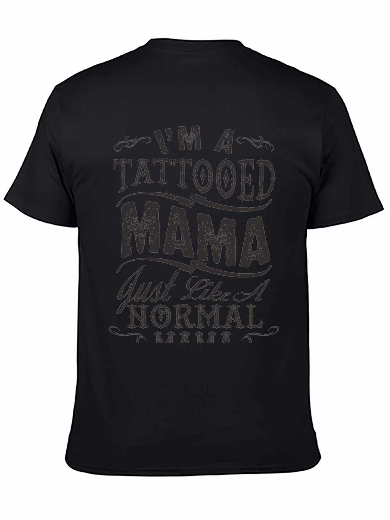 Tattooed Mama Graphic Print Black T-Shirt