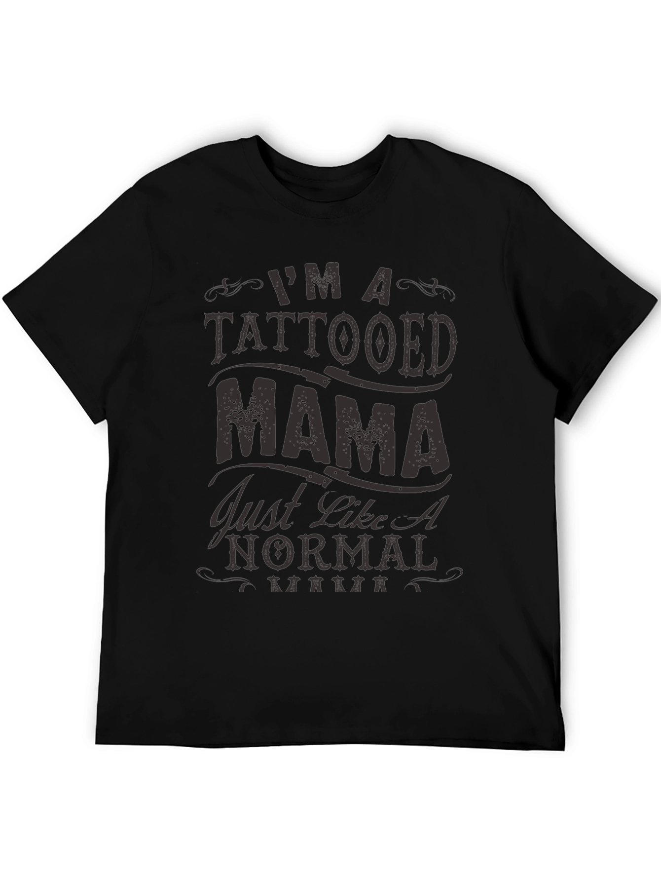 Tattooed Mama Graphic Print Black T-Shirt