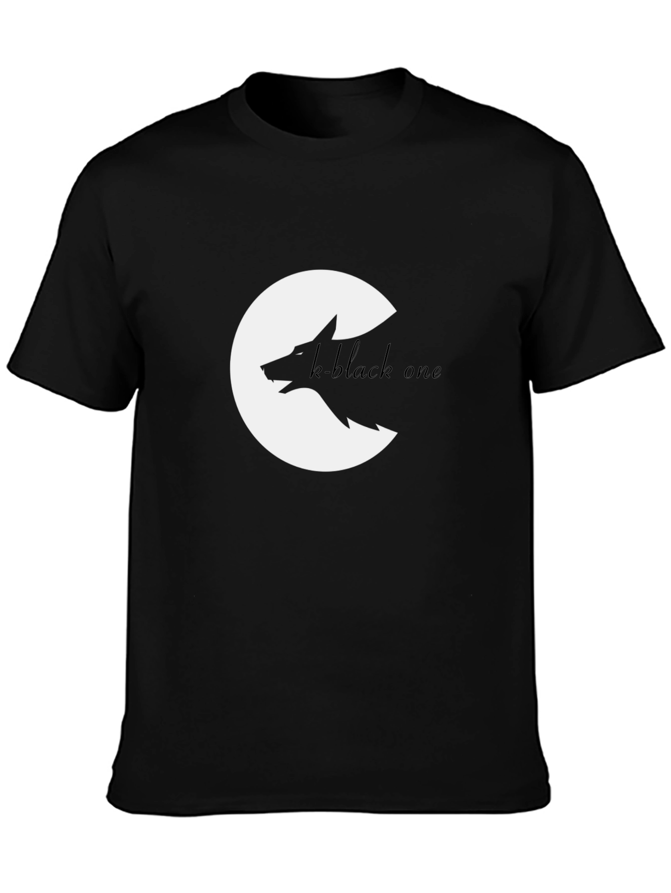 Black Wolf Graphic Tee - Crescent Moon Design