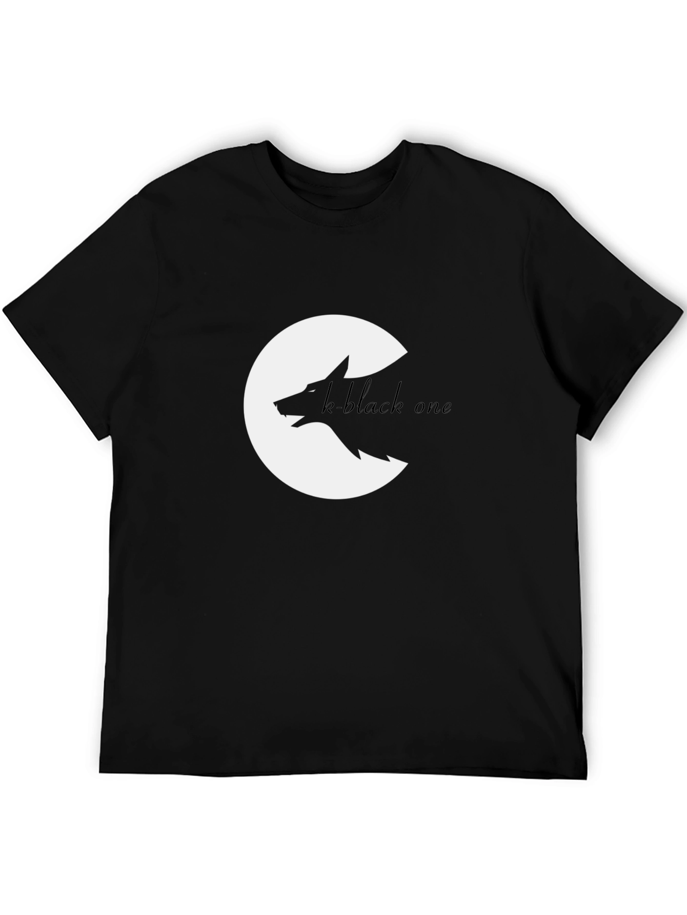 Black Wolf Graphic Tee - Crescent Moon Design