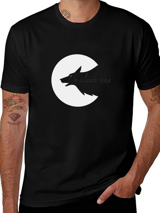 Black Wolf Graphic Tee - Crescent Moon Design