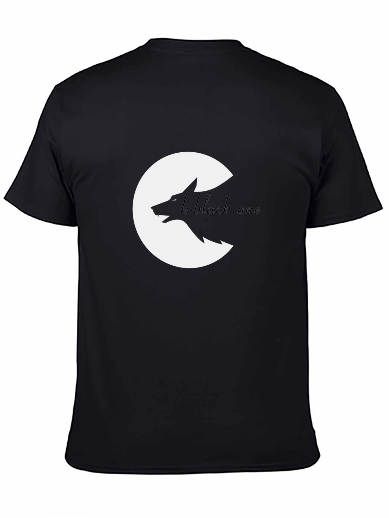 Black Wolf Graphic Tee - Crescent Moon Design