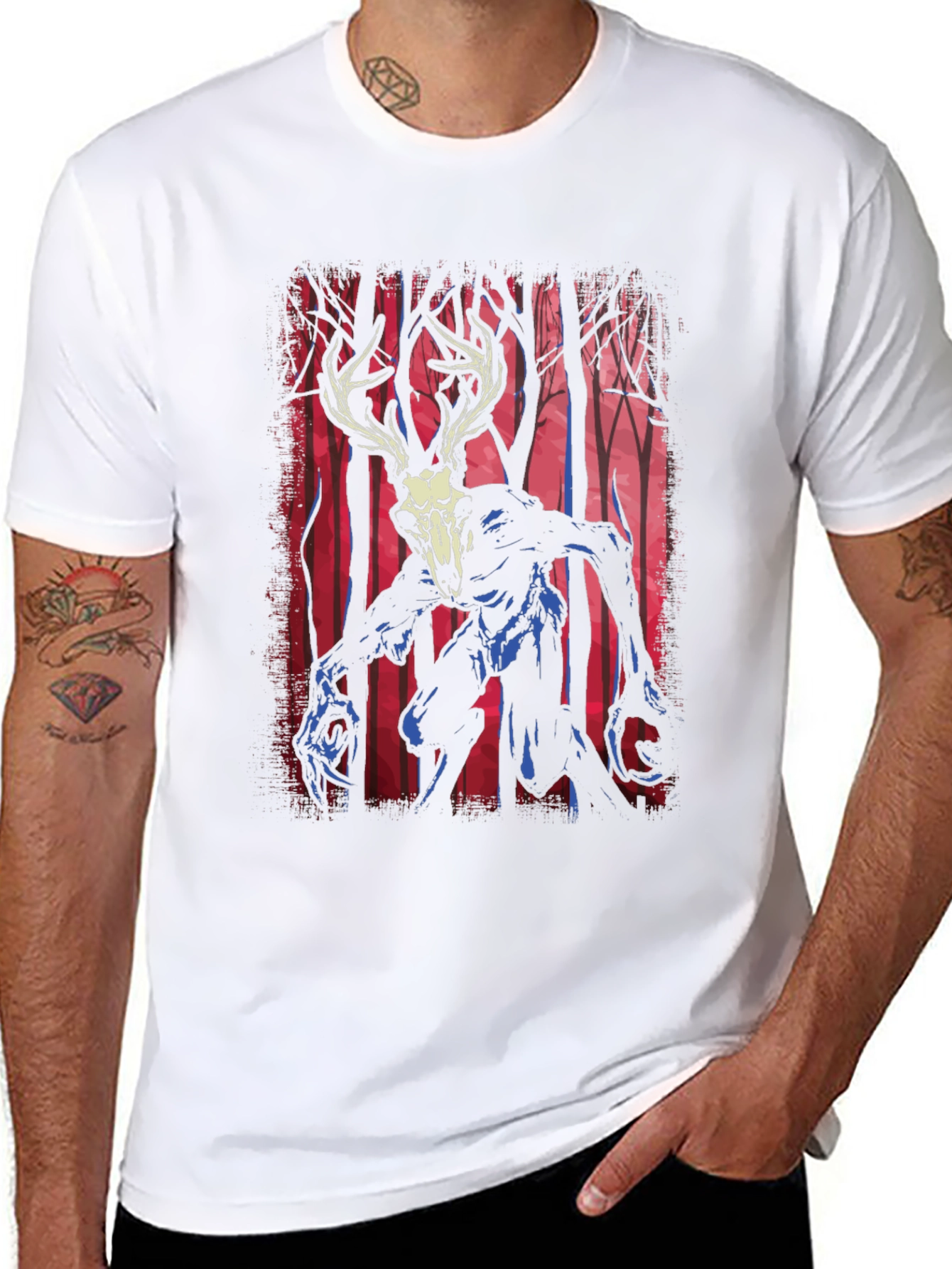 Deer Skull Monster Graphic Tee - Black