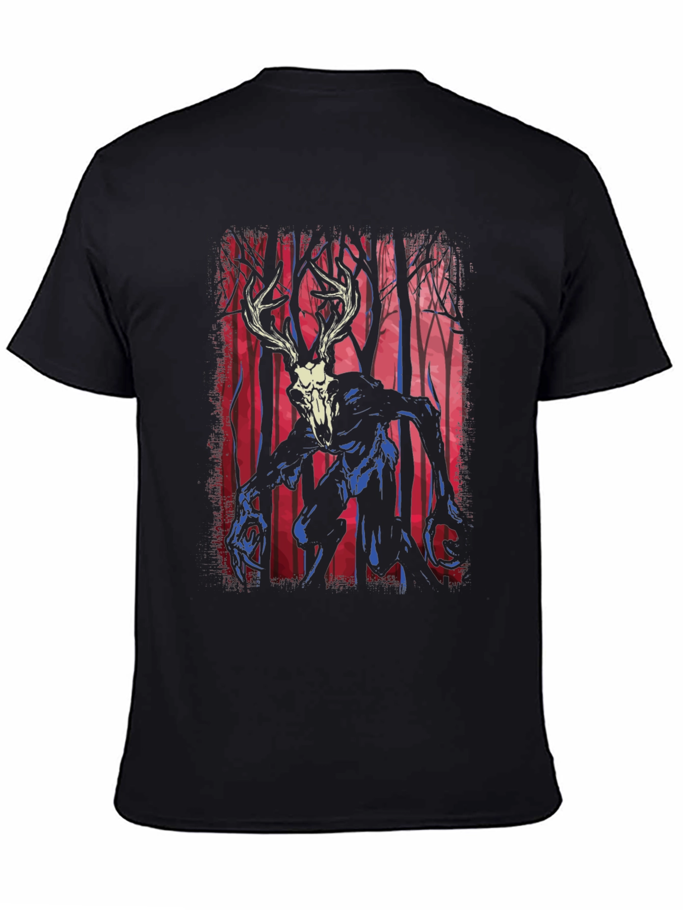 Deer Skull Monster Graphic Tee - Black
