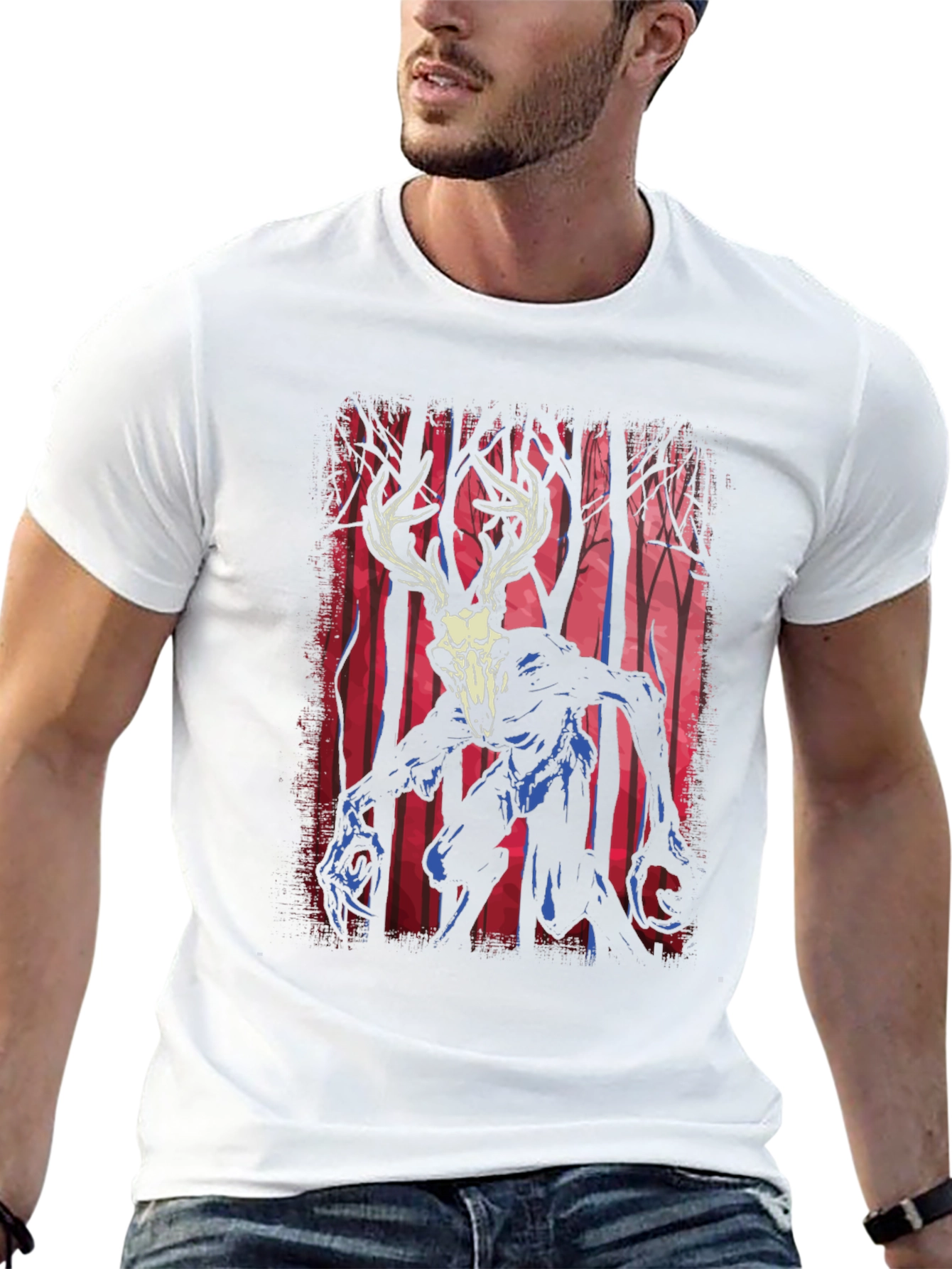 Deer Skull Monster Graphic Tee - Black