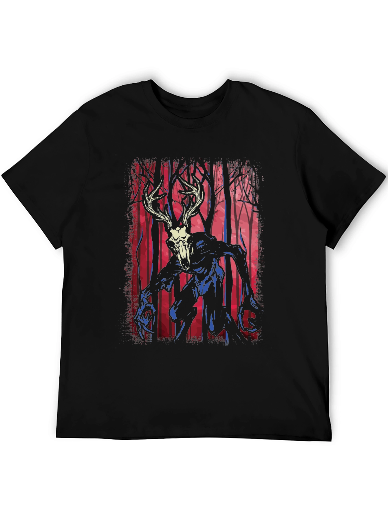 Deer Skull Monster Graphic Tee - Black