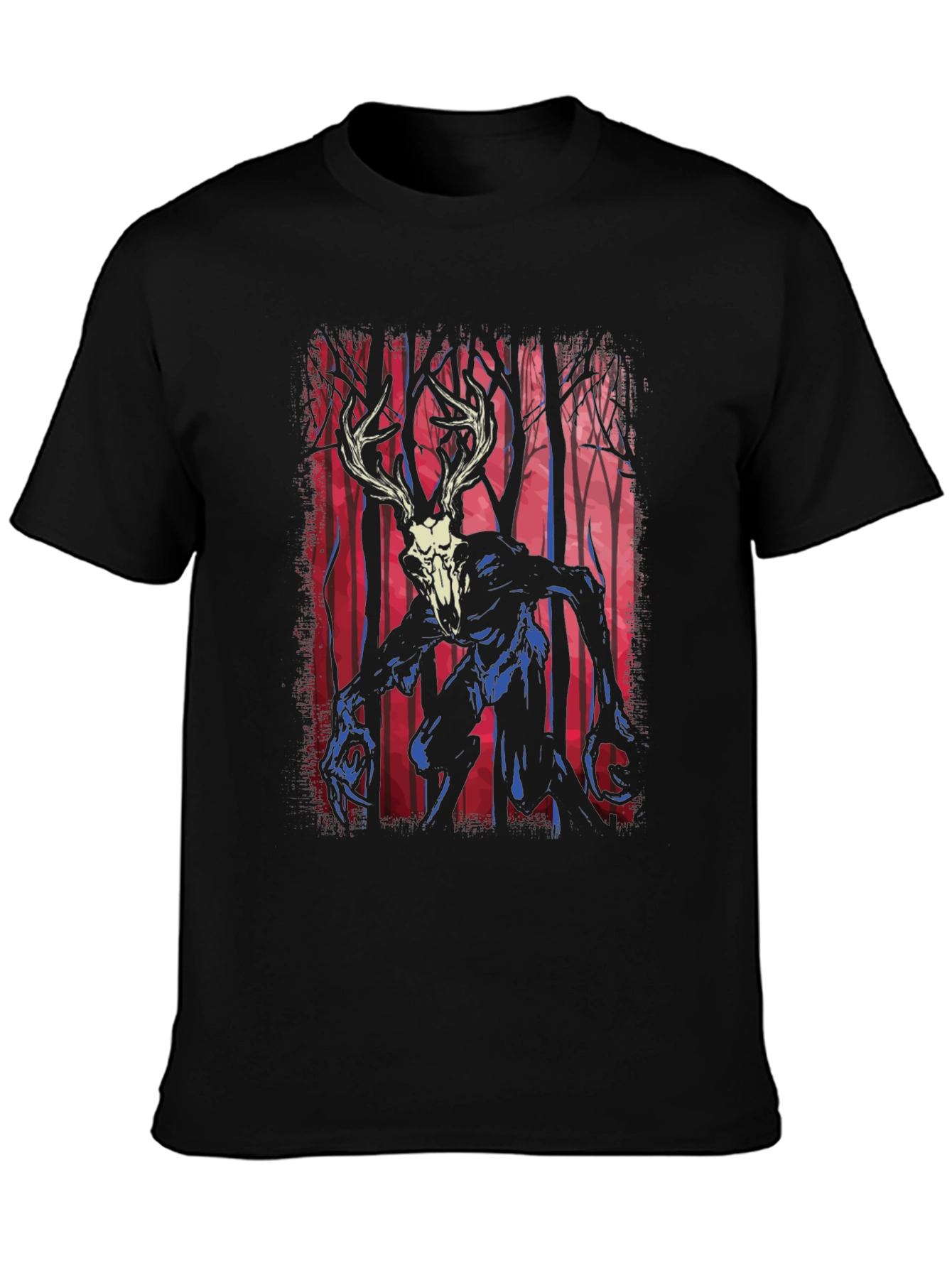 Deer Skull Monster Graphic Tee - Black