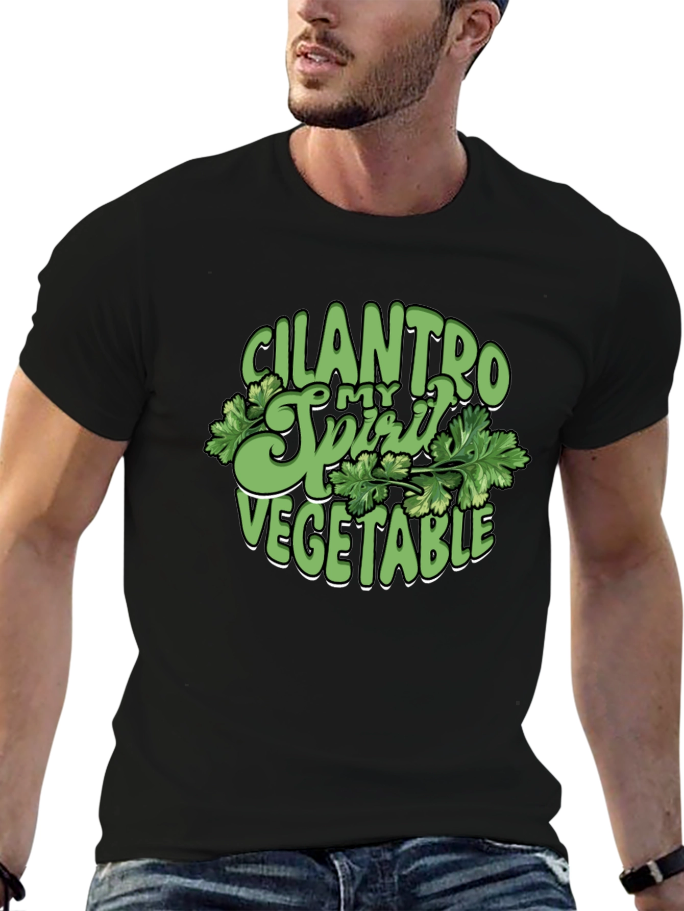Cilantro Spirit Vegetable T-Shirt - Black