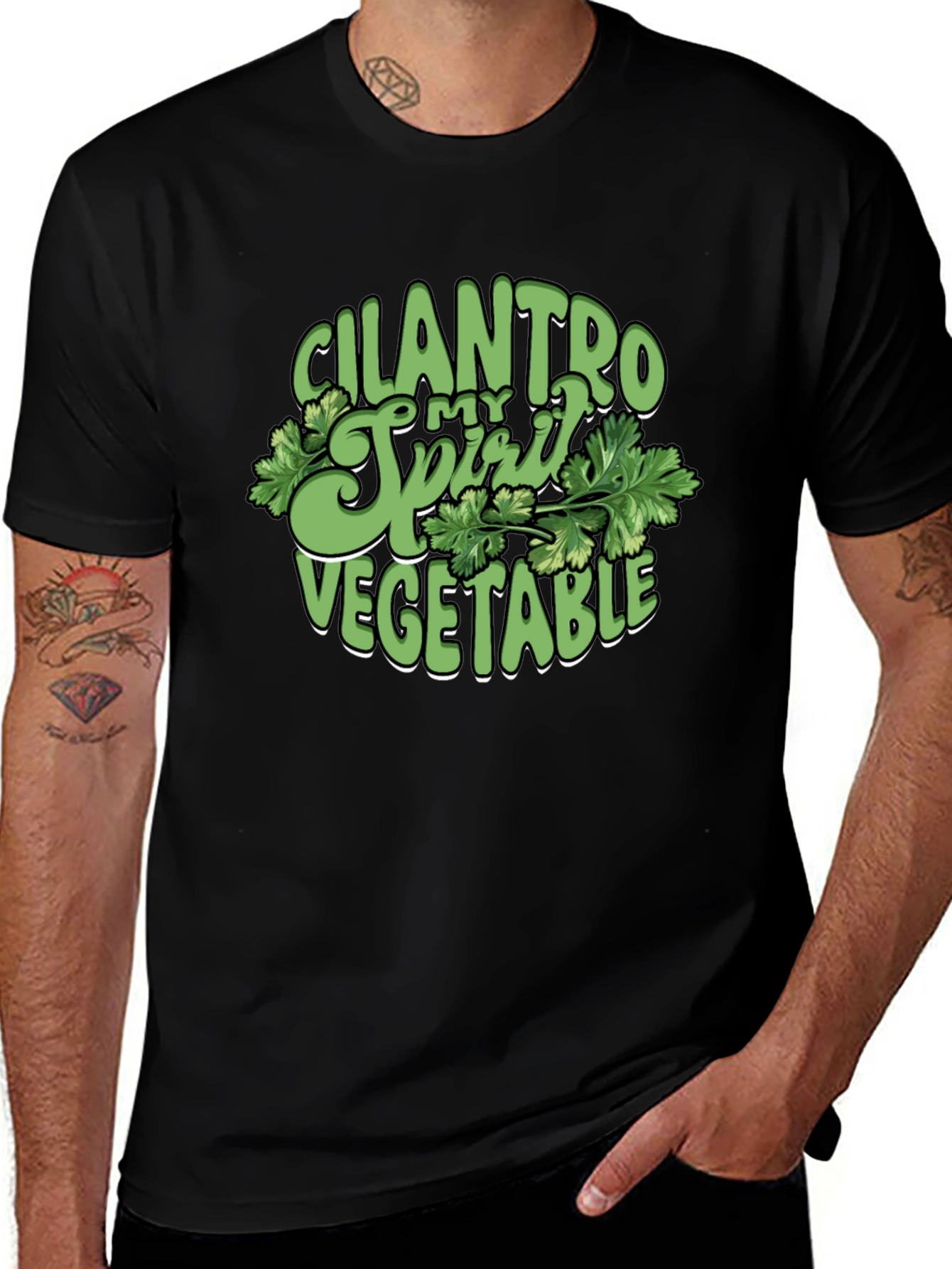 Cilantro Spirit Vegetable T-Shirt - Black