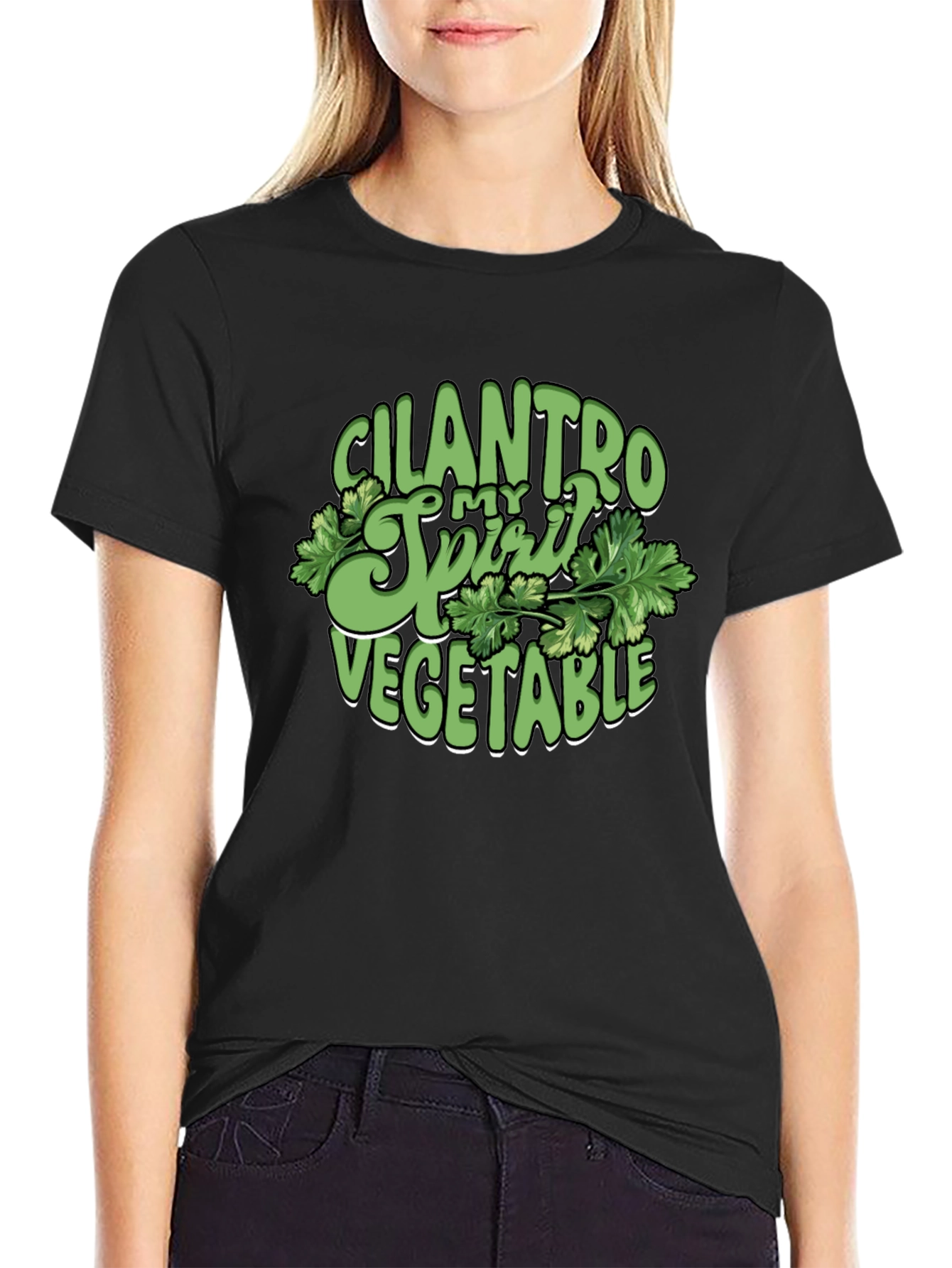 Cilantro Spirit Vegetable T-Shirt - Black