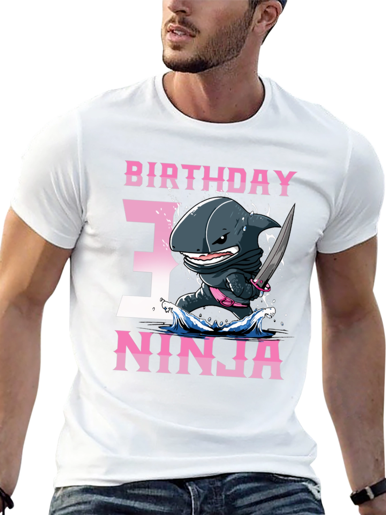 Birthday Ninja Shark T-Shirt - Size 3