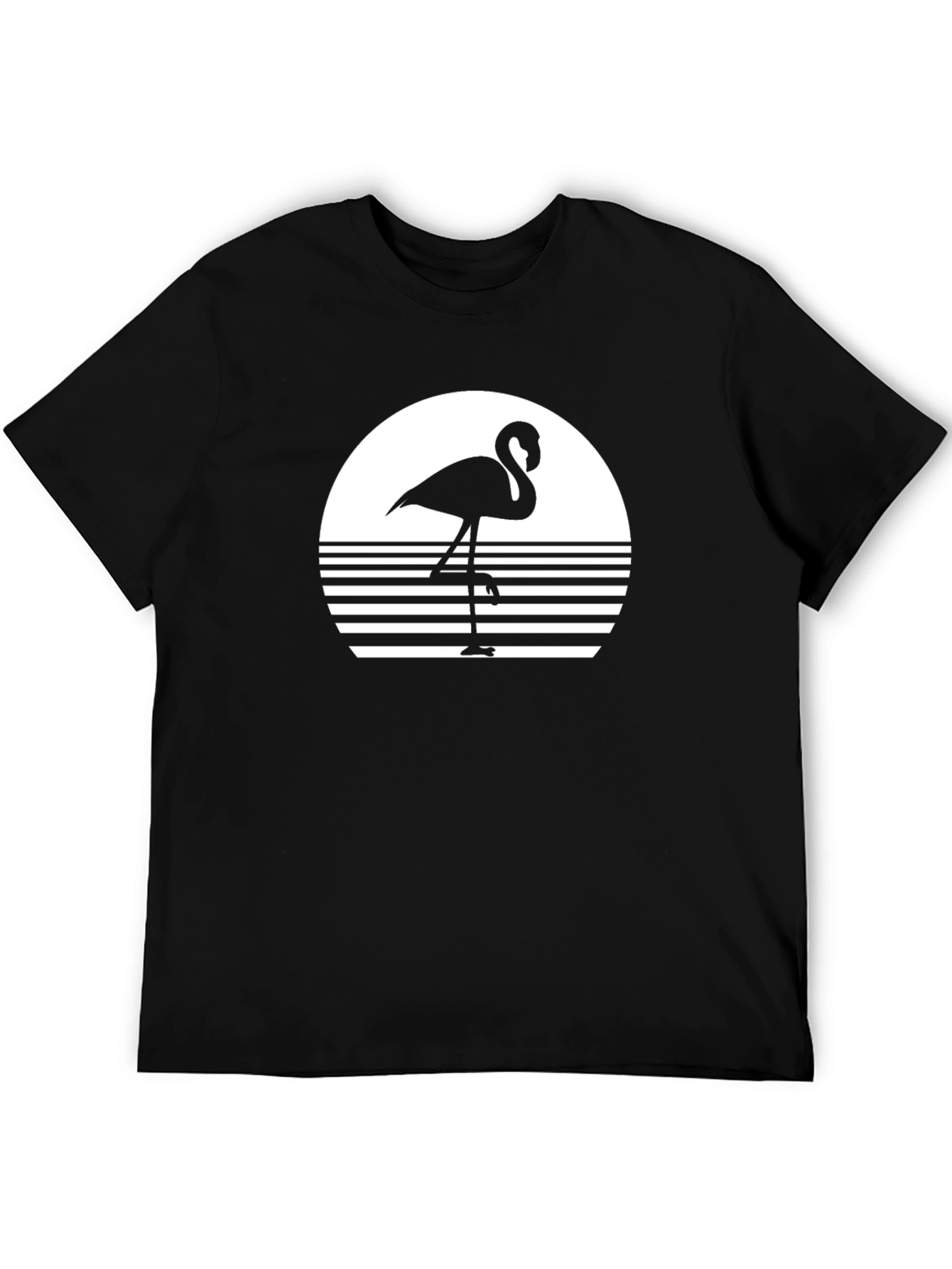 Retro Flamingo Graphic Tee - Cool Black Shirt