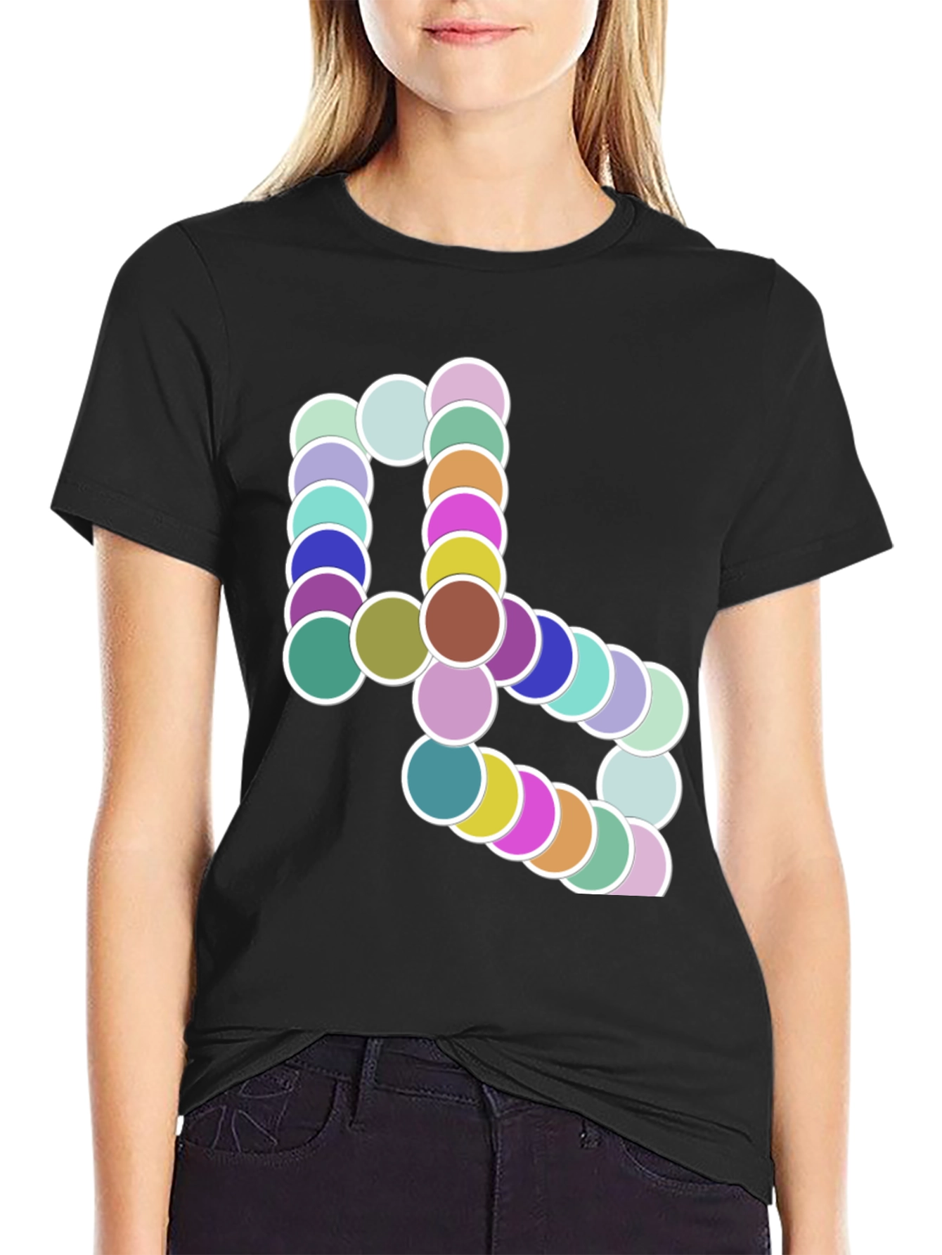 Abstract Circle Design Black T-Shirt