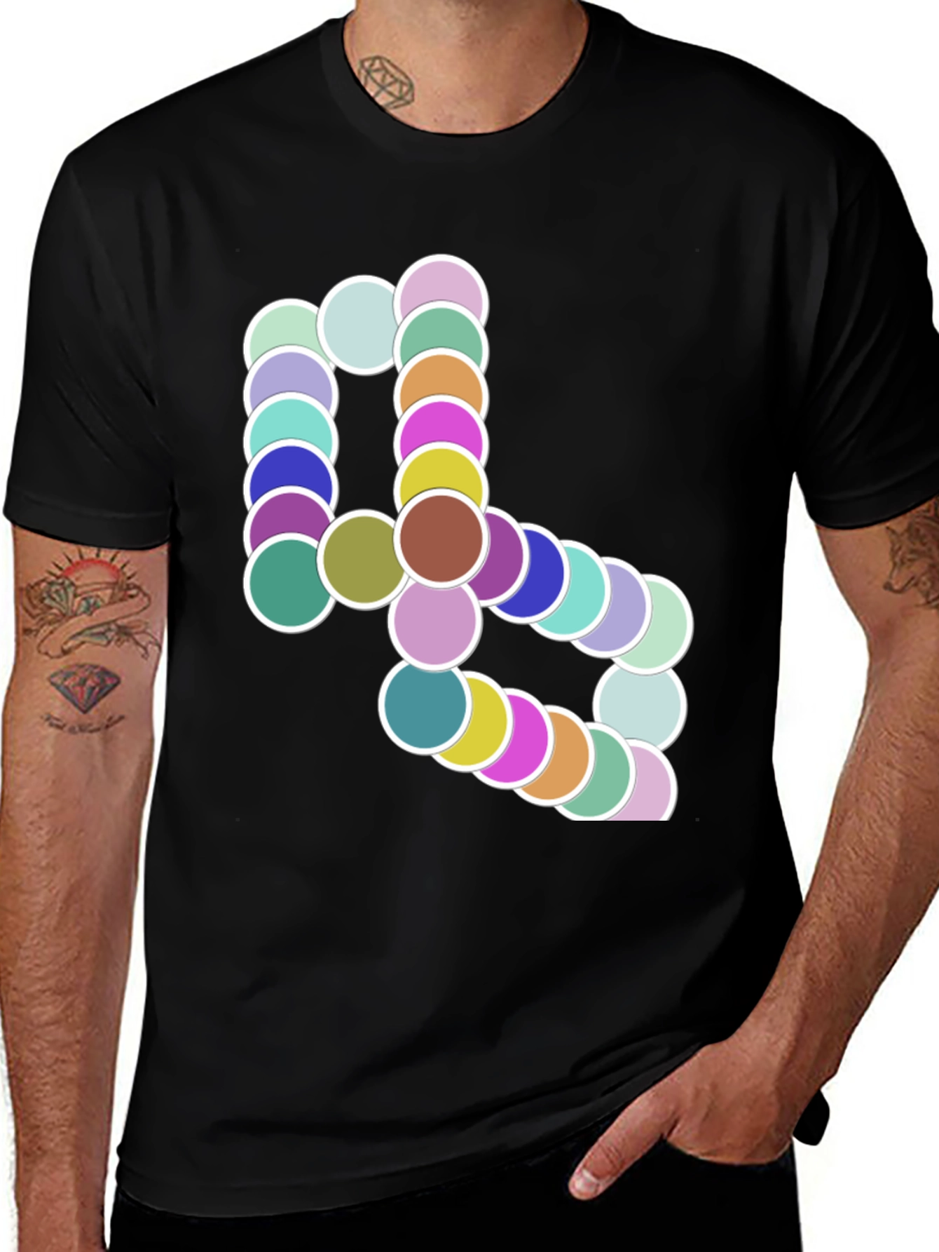 Abstract Circle Design Black T-Shirt
