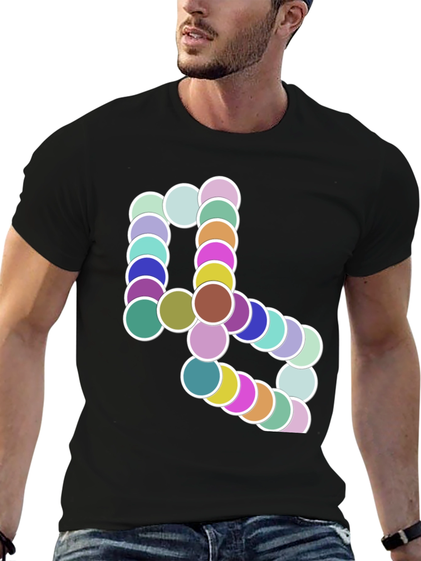 Abstract Circle Design Black T-Shirt