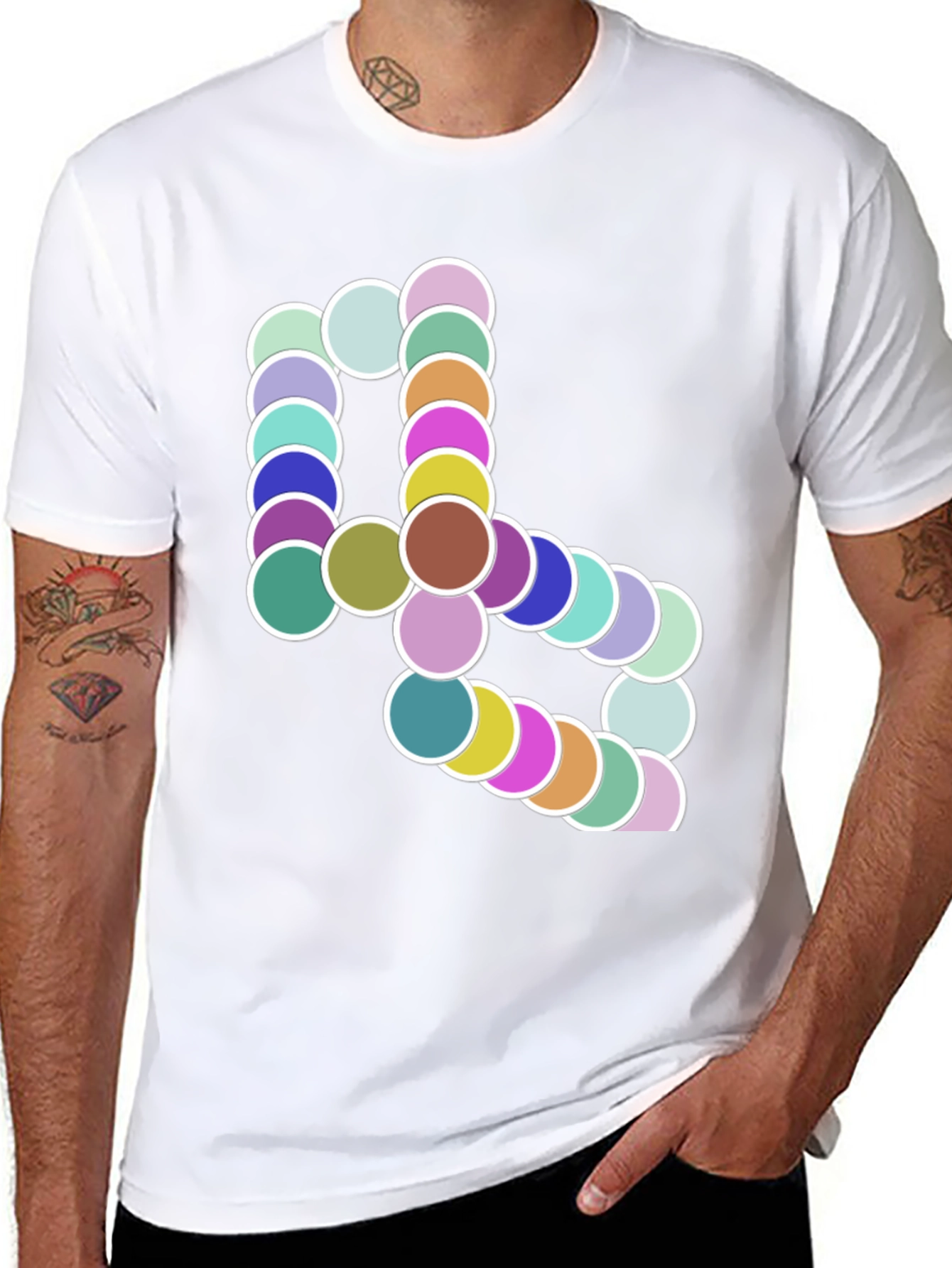 Abstract Circle Design Black T-Shirt
