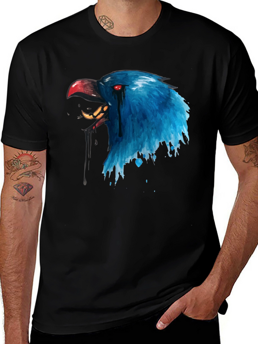 Blue Crow Graphic Print T-Shirt