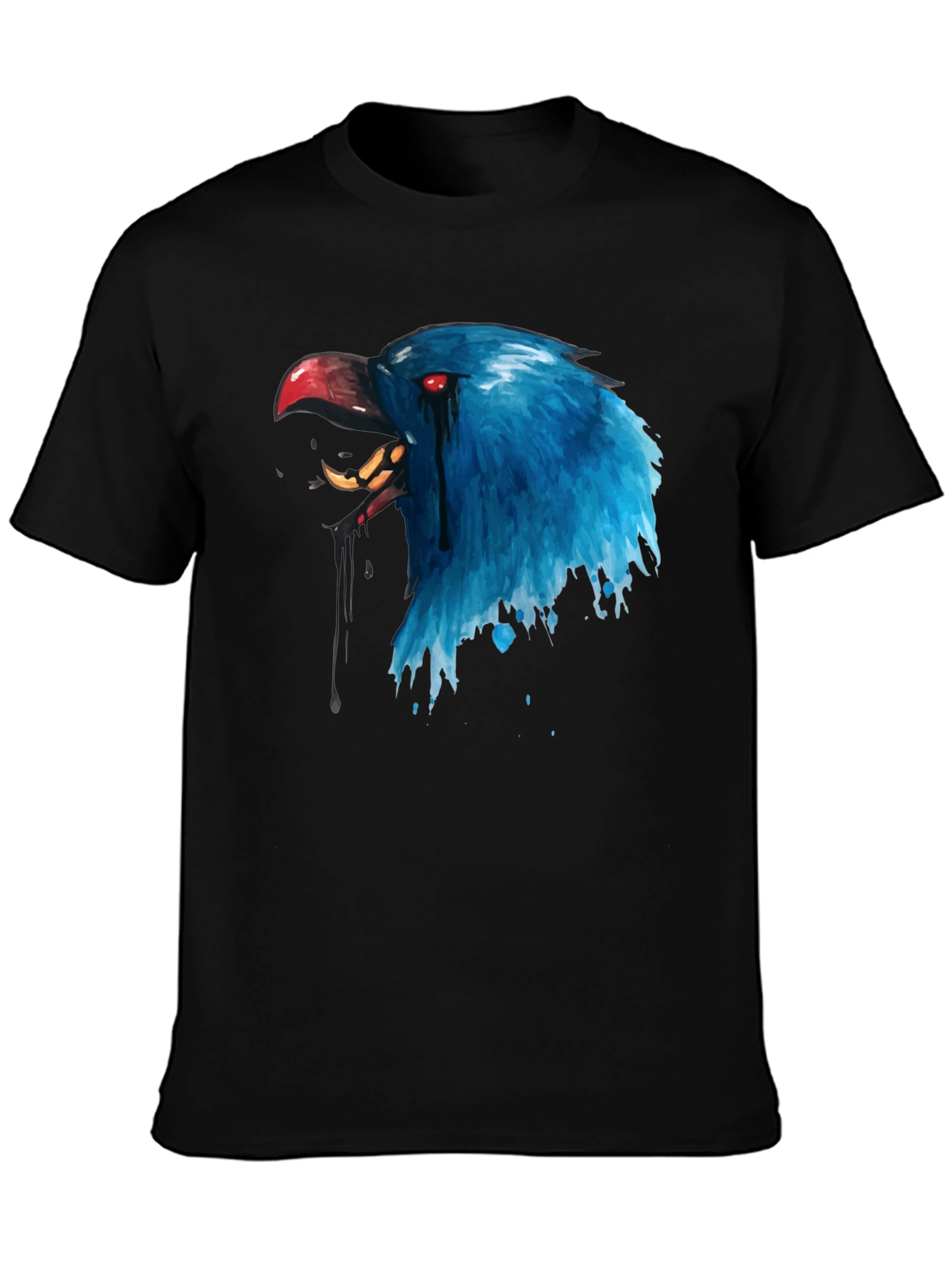 Blue Crow Graphic Print T-Shirt
