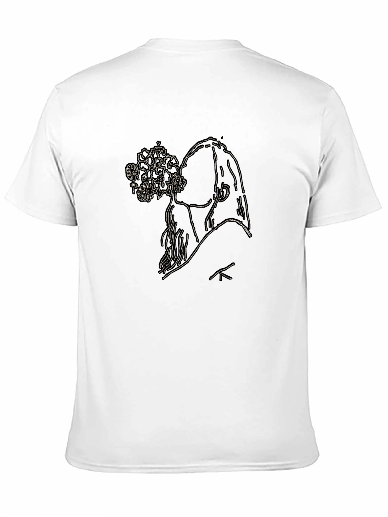 Black Graphic Tee - Floral Silhouette Design