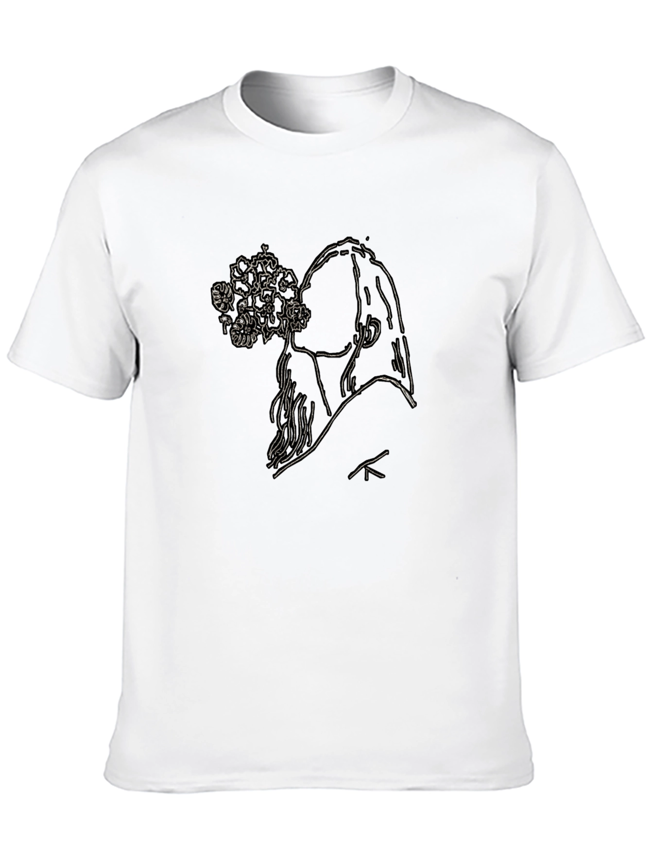 Black Graphic Tee - Floral Silhouette Design