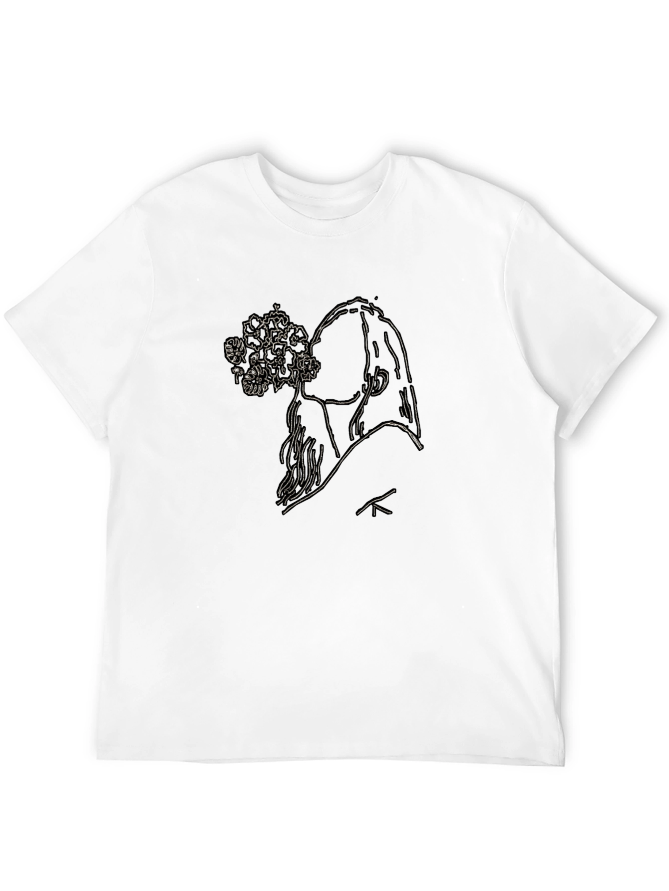 Black Graphic Tee - Floral Silhouette Design
