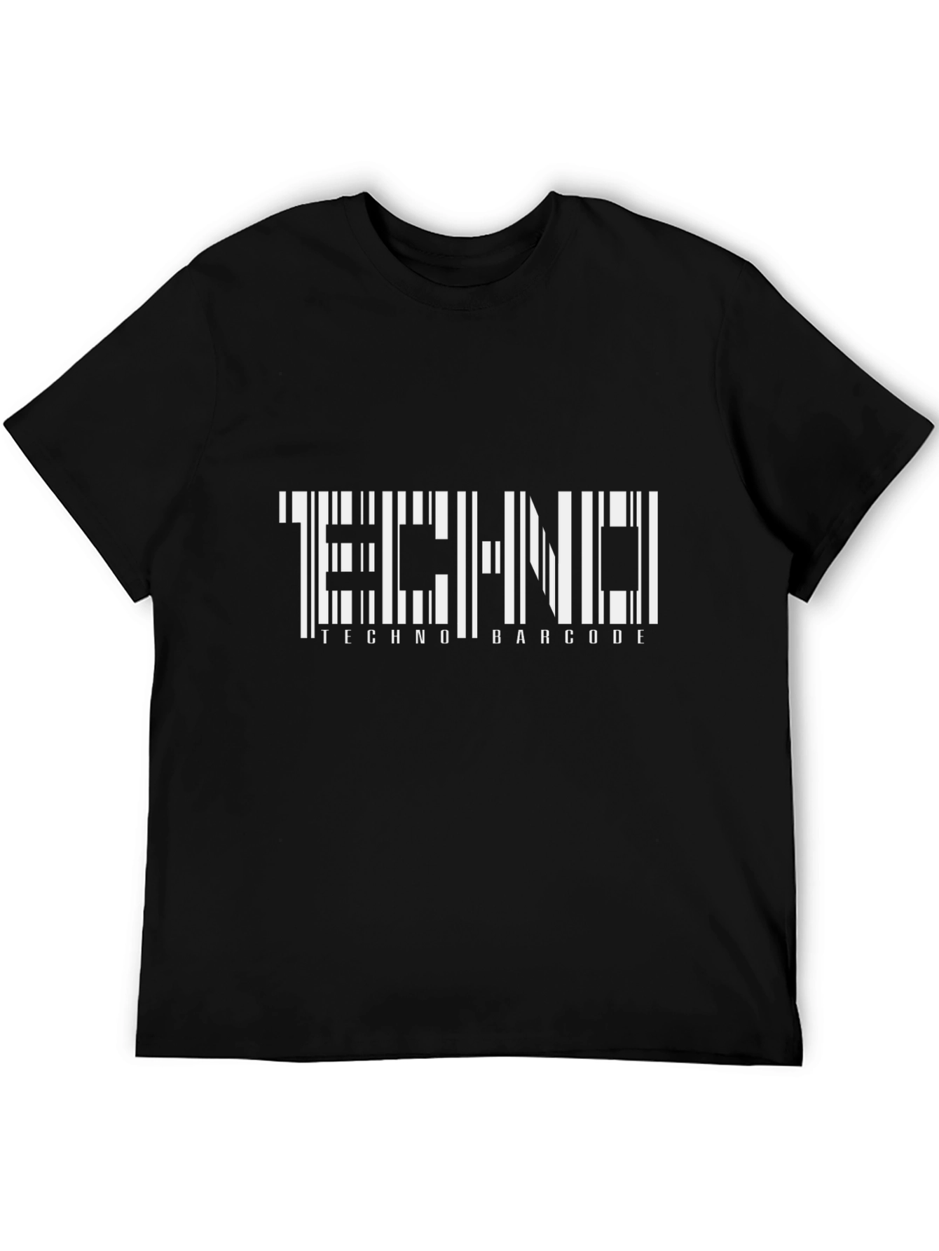 Techno Barcode Graphic Black T-Shirt