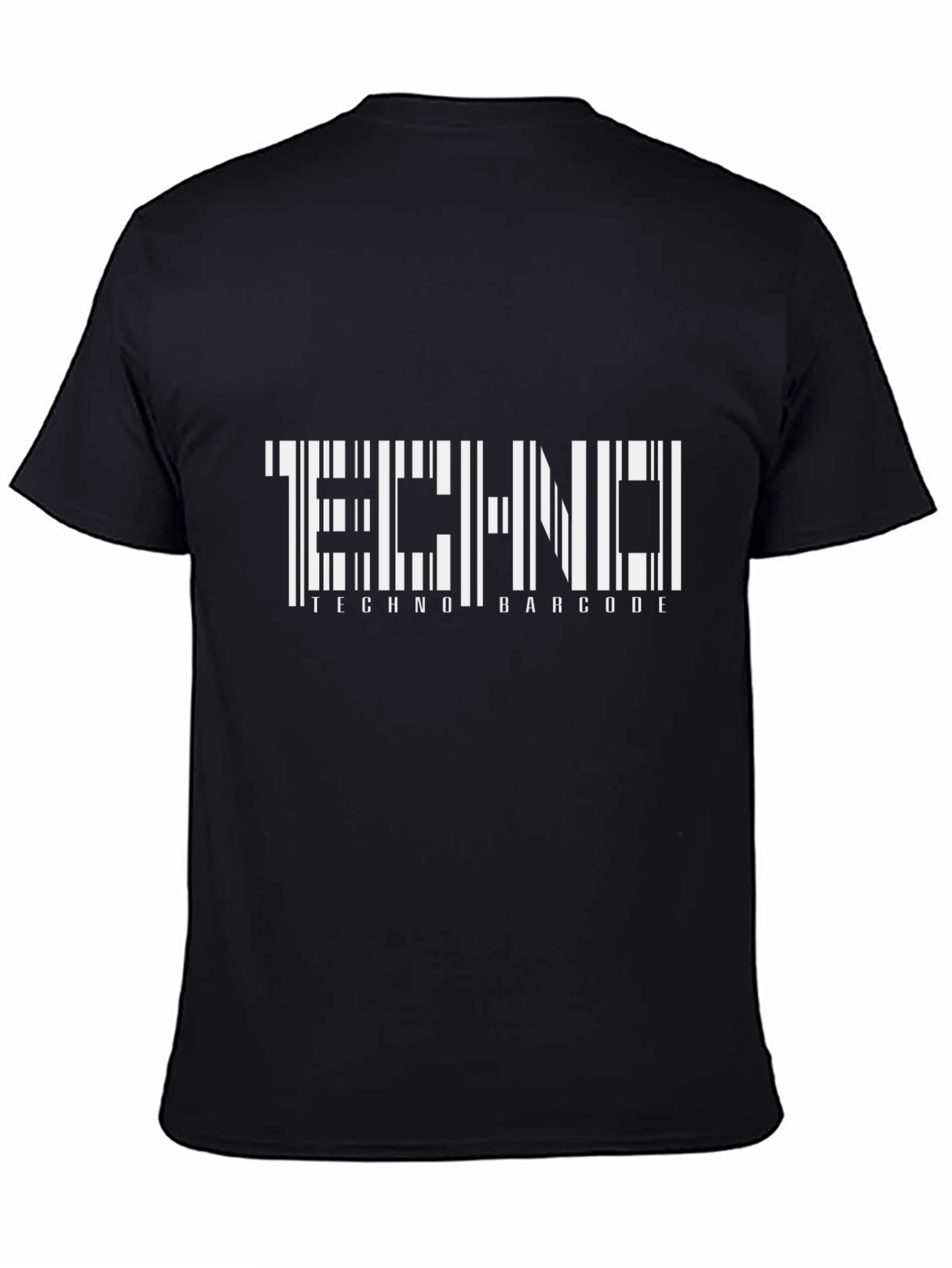 Techno Barcode Graphic Black T-Shirt