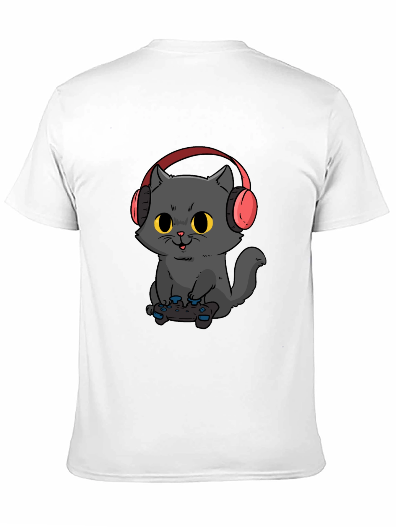 Gamer Cat T-Shirt - Black Cotton Blend