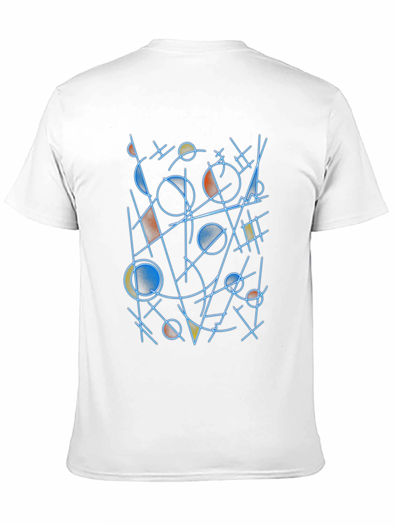 Abstract Geometric Line Art Black T-Shirt