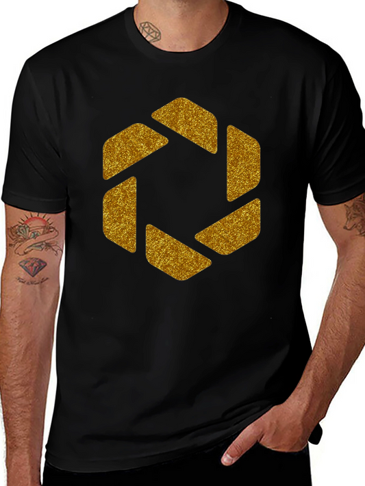 Geometric Gold Aperture Graphic Tee - Black