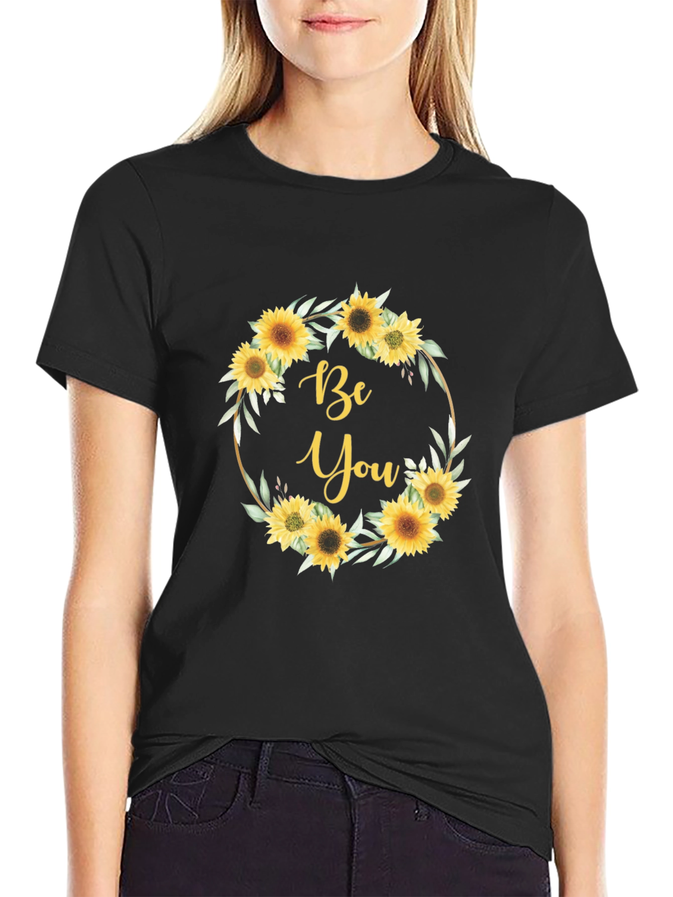 Sunflower Be You Graphic Black T-Shirt