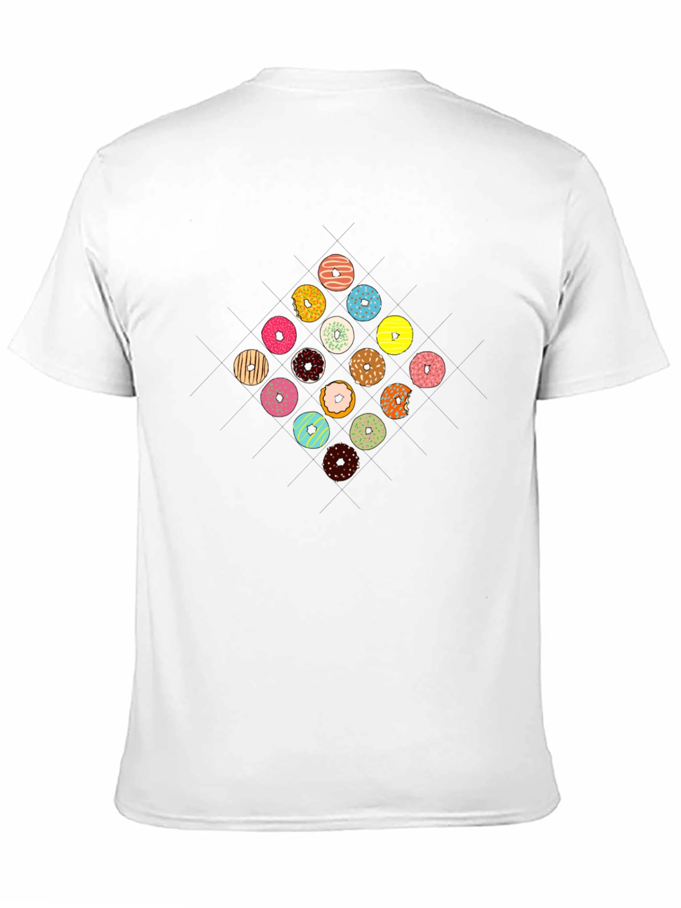 Donut Pattern Black T-Shirt