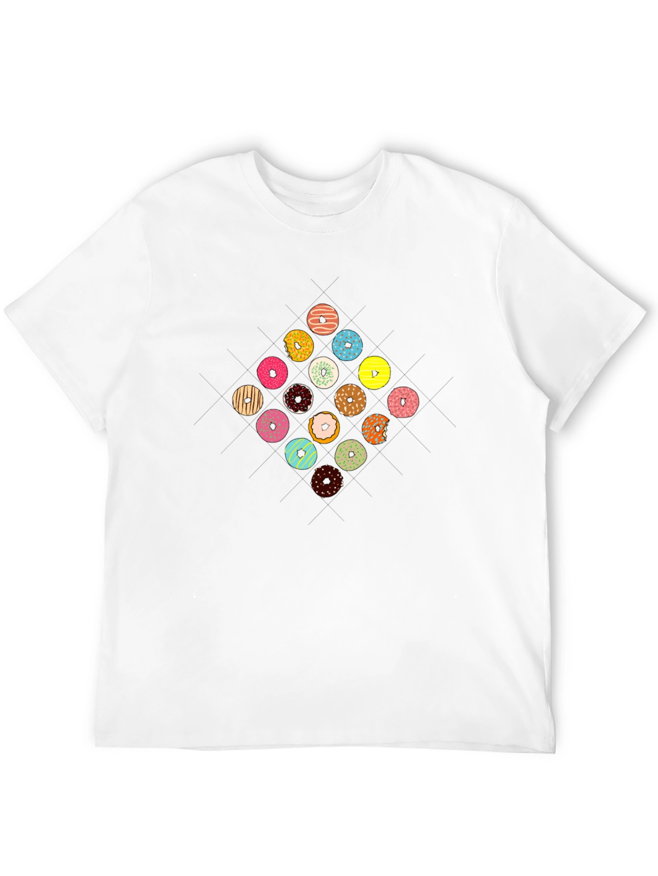 Donut Pattern Black T-Shirt