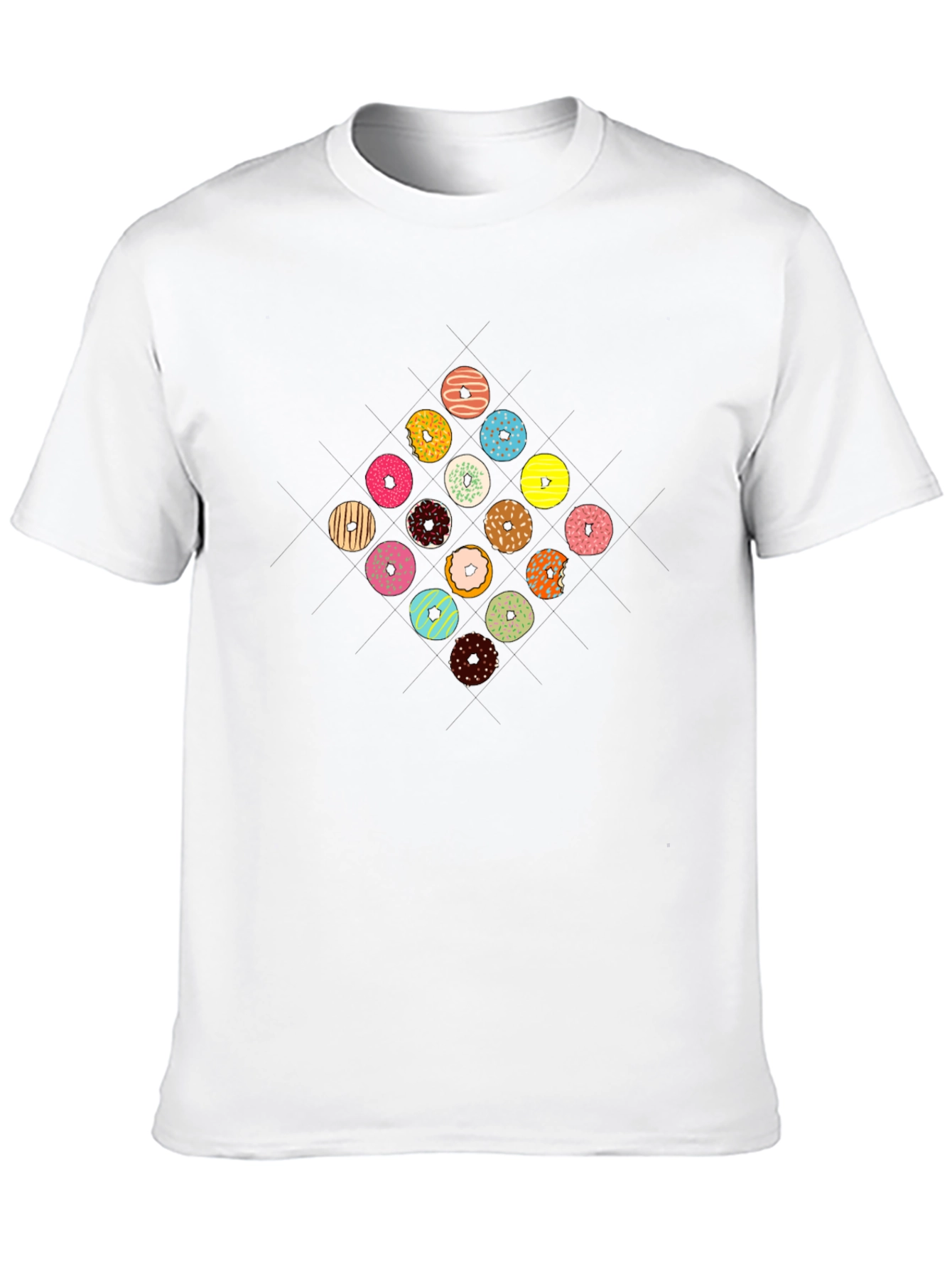 Donut Pattern Black T-Shirt